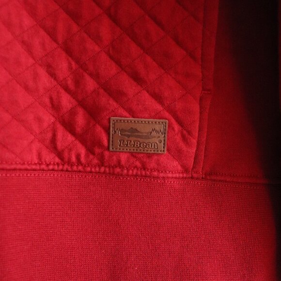 L.L. Bean Quilted 1/4 Zip Red XL Faux Leather Pullover Long Sleeve Sweater - Picture 9 of 13